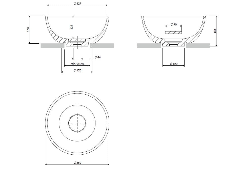 Круглый умывальник из композитного материала OMNIRES SHELL M+ SHELL350UN ARCH-00125635 - Вид №12