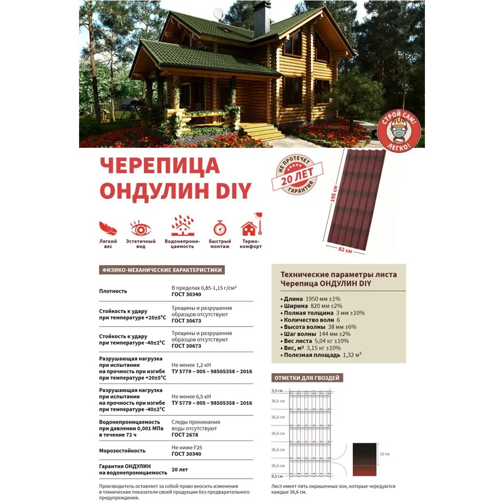 Черепица Ондулин DIY 3x820х1950 мм зеленый 81950533 STLM-2199323 ONDULINE - Вид №9