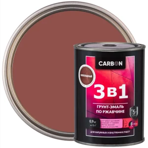 Эмаль по ржавчине 3 в 1 Carbon цвет шоколадный 0.9 кг