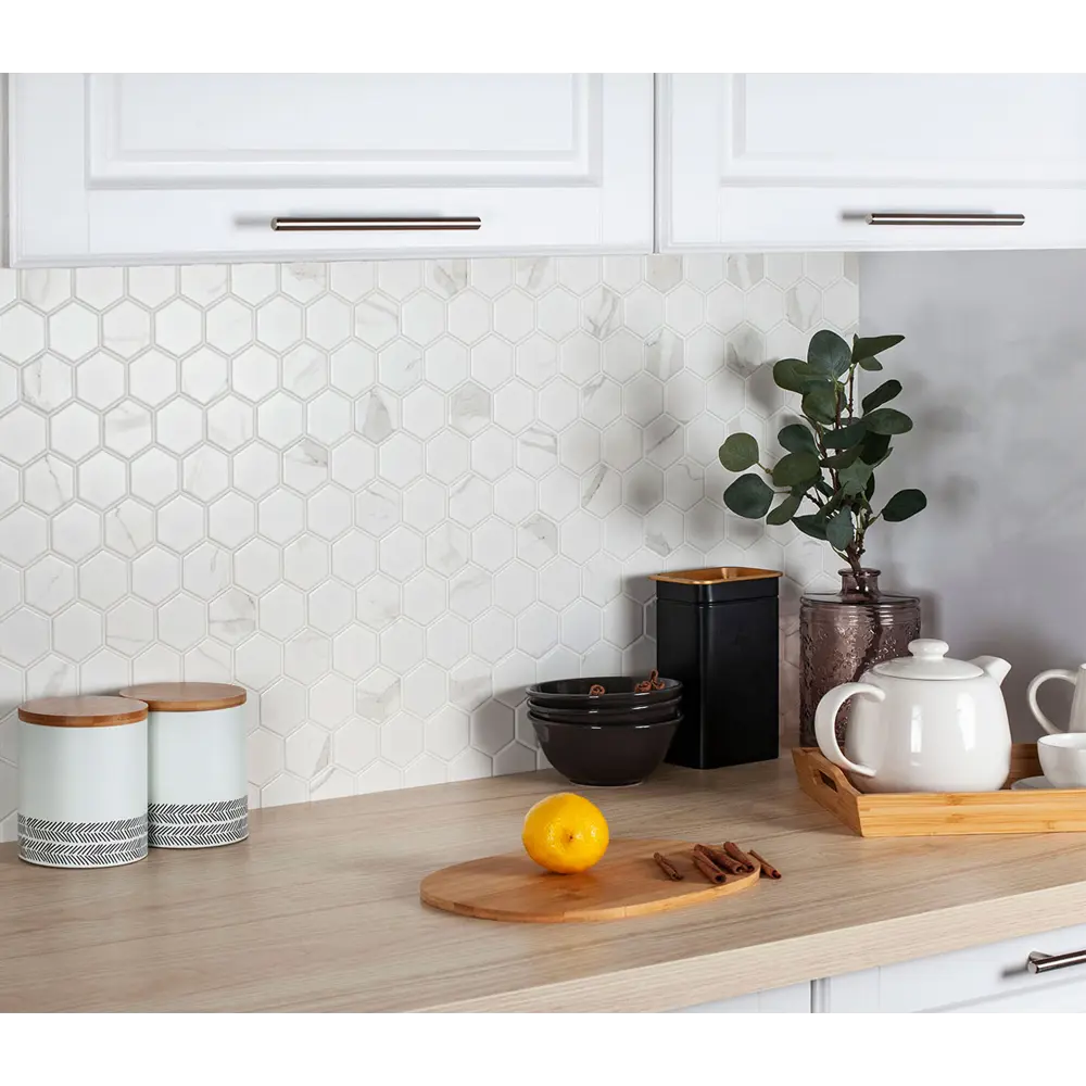 Мозаика керамическая Smart Mosaic Homework Hexagon Carrara Matt 27.1x28.2 см цвет серый STLM-2106461 - Вид №6