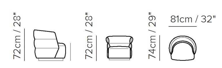 Кожаное вращающееся кресло с подлокотниками Natuzzi Italia COUTURE ARCH-00098579 - Вид №4