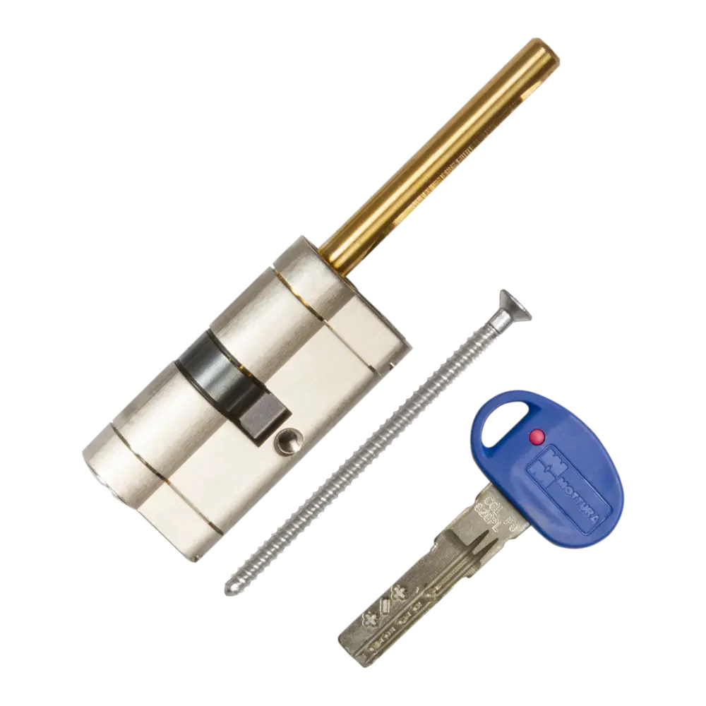 Цилиндр Mottura Champions Pro CP4P563101C5, 51x10x26 мм, ключ/шток, цвет матовый никель, без вертушки STLM-2131690 - Вид №1