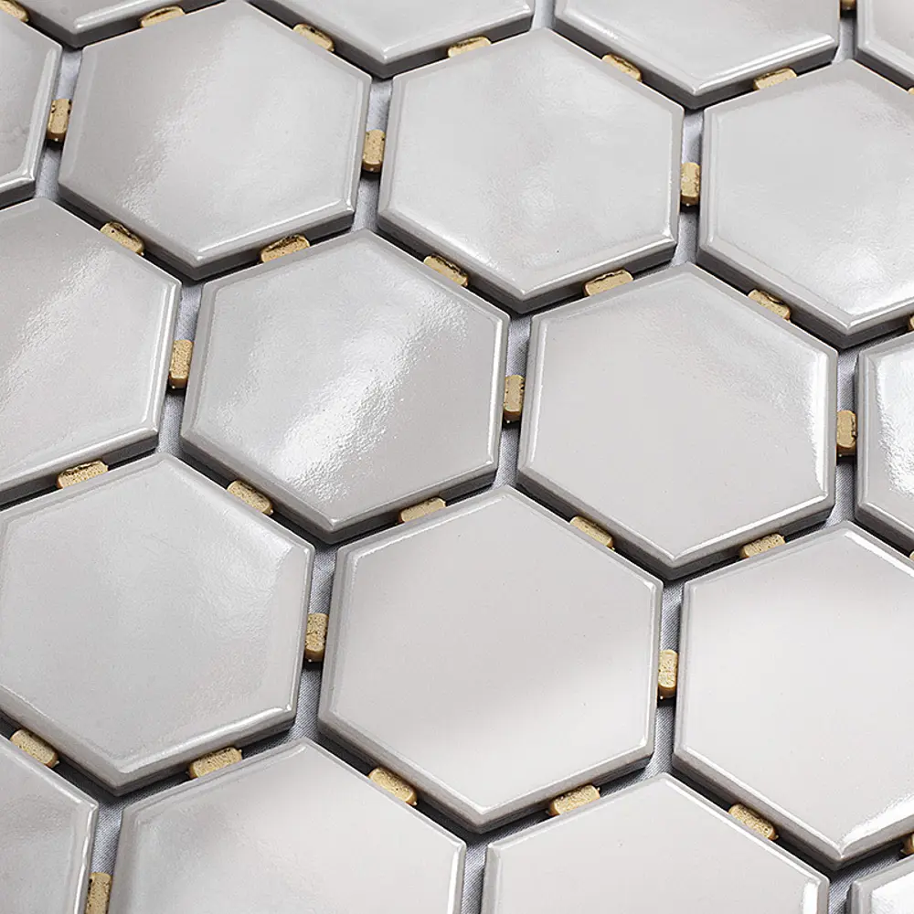 Мозаика керамическая Smart Mosaic Homework Hexagon Grey Glossy 27.1x28.2 см цвет серый STLM-2134946 - Вид №6
