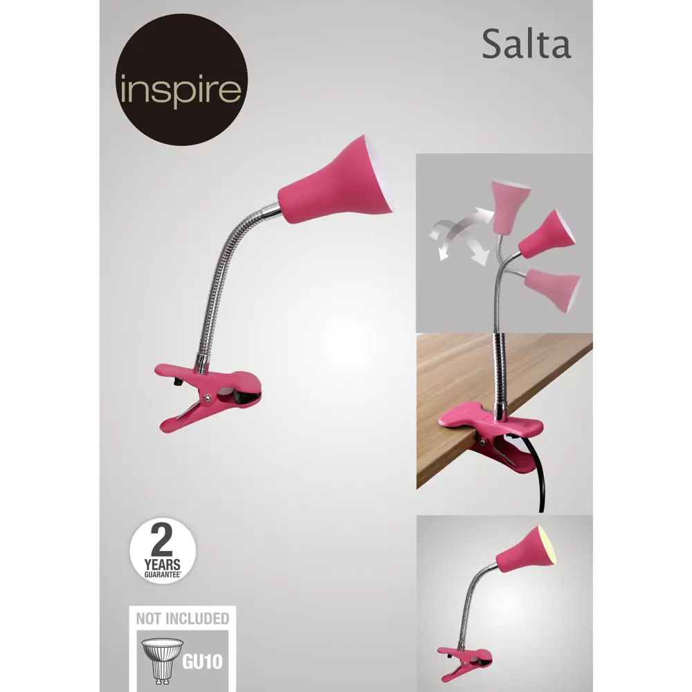 Рабочая лампа настольная Inspire Salta на прищепке, цвет розовый STLM-2012326 - Вид №4