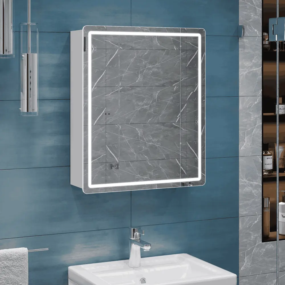 Шкаф для ванной комнаты с зеркалом Vigo Look 49.7x60x17 см с подсветкой STLM-2144819 - Вид №9