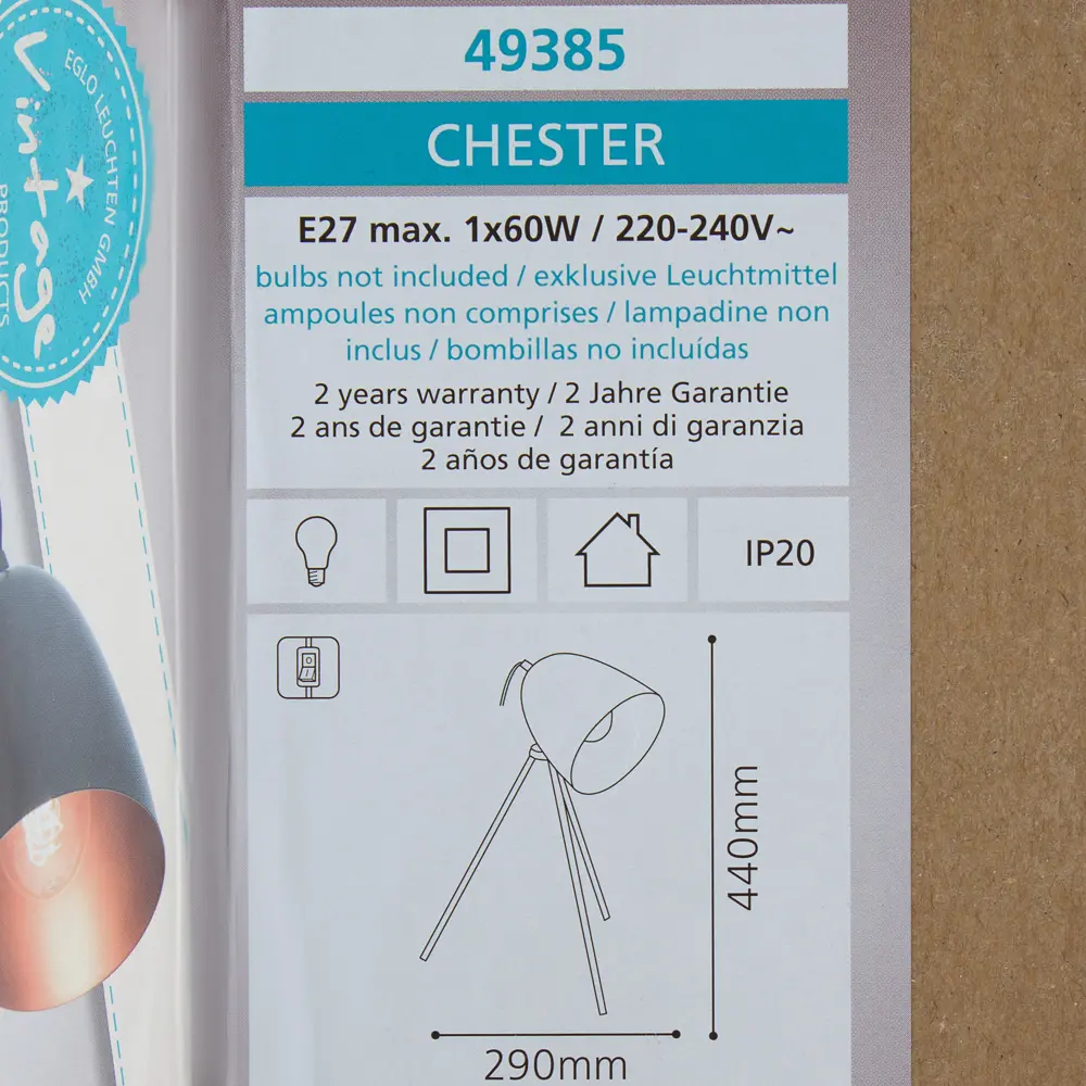 Настольная лампа Eglo «Chester» 1xE27x60 Вт, цвет чёрный медный STLM-2181127 - Вид №2