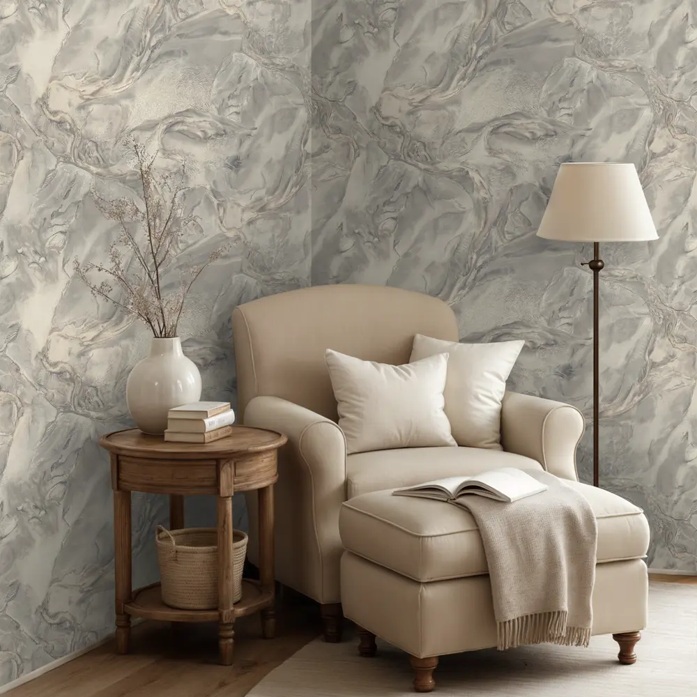 Флизелиновые обои Euro Decor Istok серые 1.06 м - современный стиль с рельефной фактурой 89420944 STLM-1566482 - Вид №3