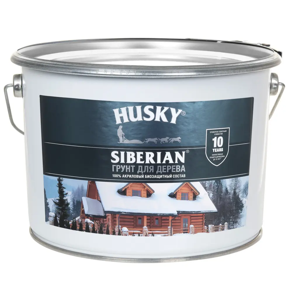 Грунт биозащитный акриловый для дерева Husky Siberian 9л