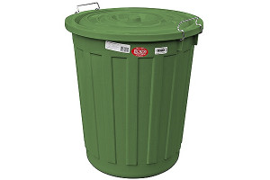 17525808 Круглый мусорный бак 60 л 540х460 мм с крышкой на зажимах пластик зеленый 1/10 ПЛ-BO255 BORA