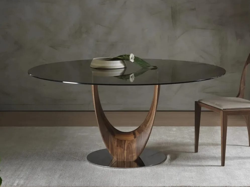 Круглый деревянный и стеклянный обеденный стол Pacini & Cappellini Axis ARCH-00028856