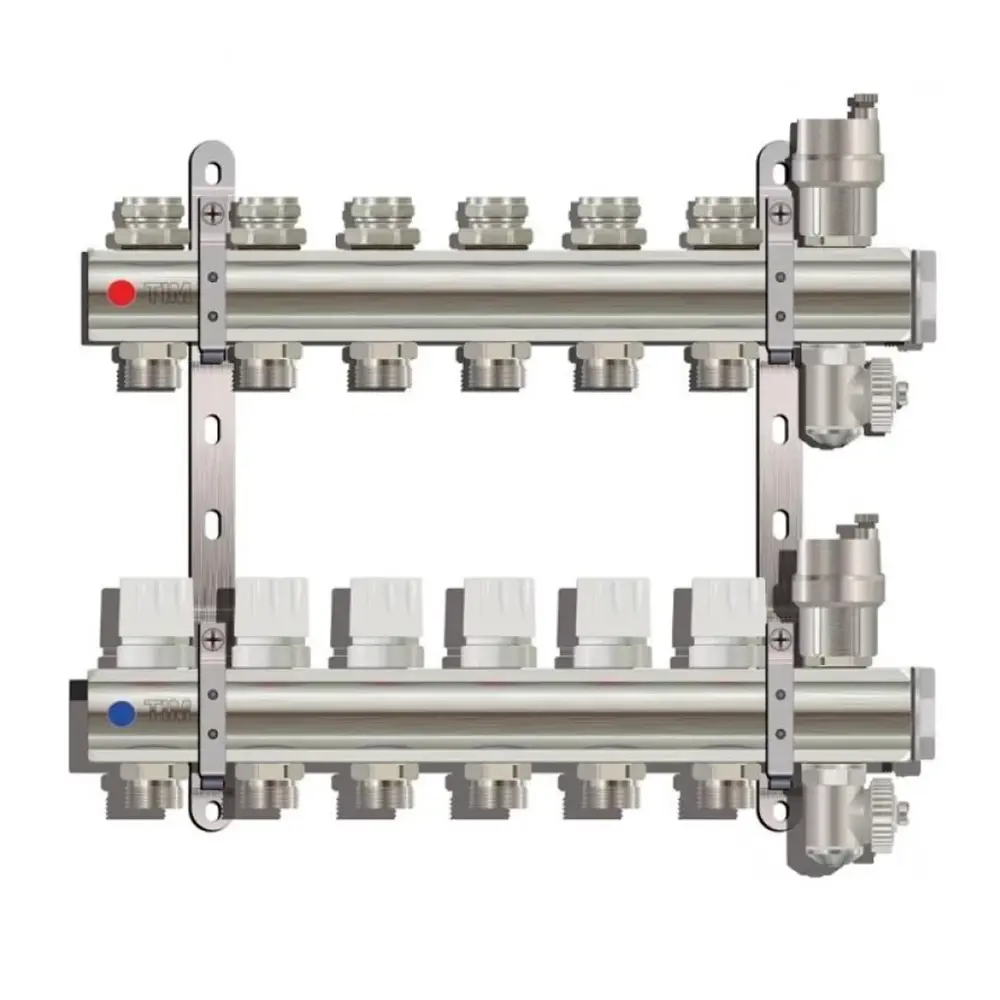 Коллекторная группа Tim&Zeissler KB006 1" ВР 6 отводов 3/4" латунь