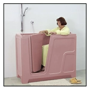 Ванна с дверцей Akcjum Oda 115-66-LH-R сидячая левосторонняя розовая