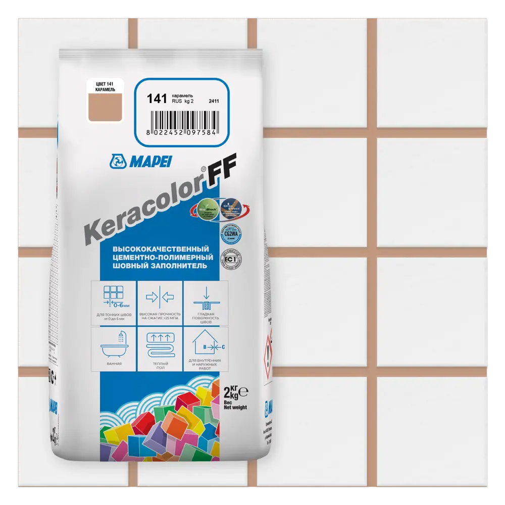 Затирка цементная MAPEI Keracolor FF 141 карамель для плитки и мозаики 81981440 STLM-0016530