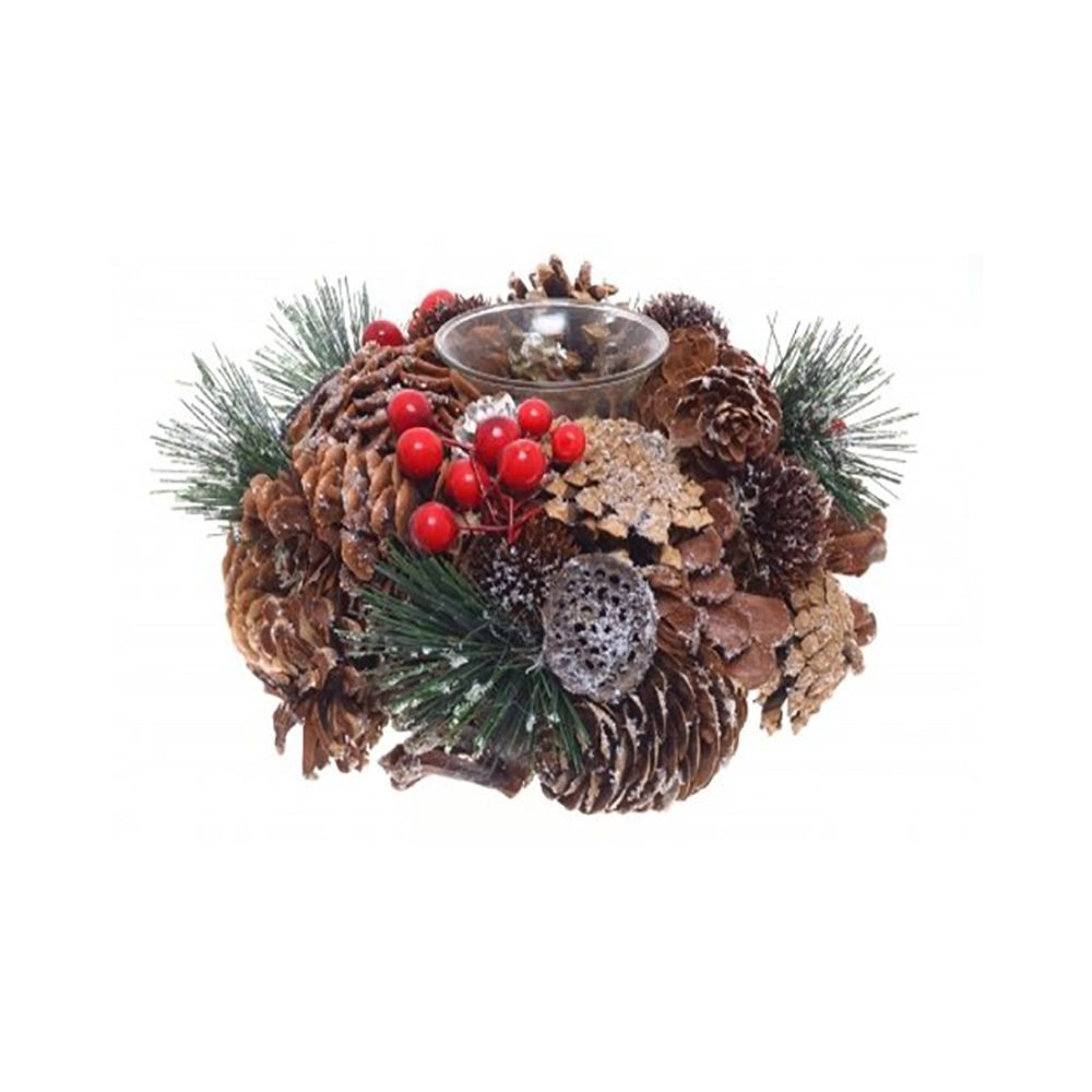 254463 Подсвечник "Новогодний венок" H. 19 см Коричневый Santreyd 