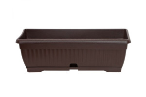 16423114 Балконный пластиковый ящик с поддоном коричневый ЯБ-50 К ПРОТЭКТ