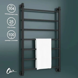 92005822 Полотенцесушитель водяной лесенка Onix Classic 60x100 см 1/2" нержавеющая сталь цвет черный матовый STLM-1525164