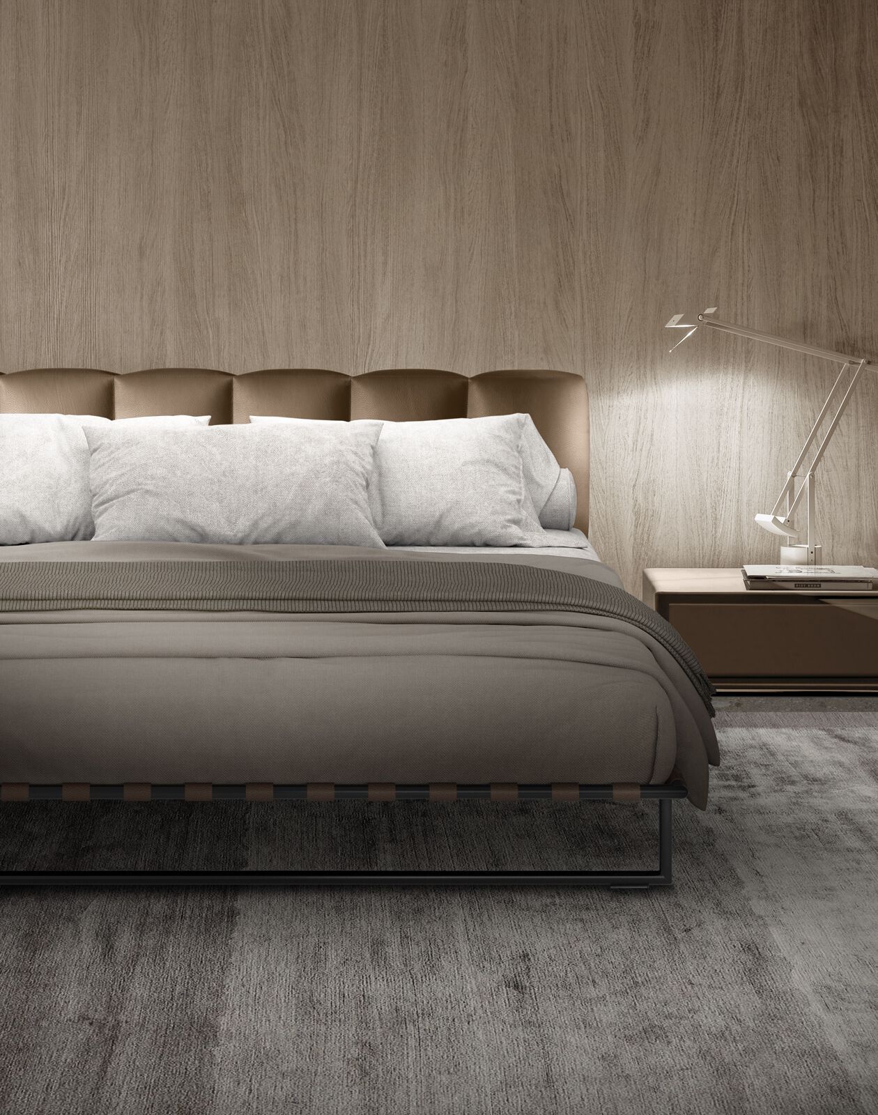 Кожаная двуспальная кровать с мягким изголовьем i 4 Mariani ARCH-00028749 - Вид №3