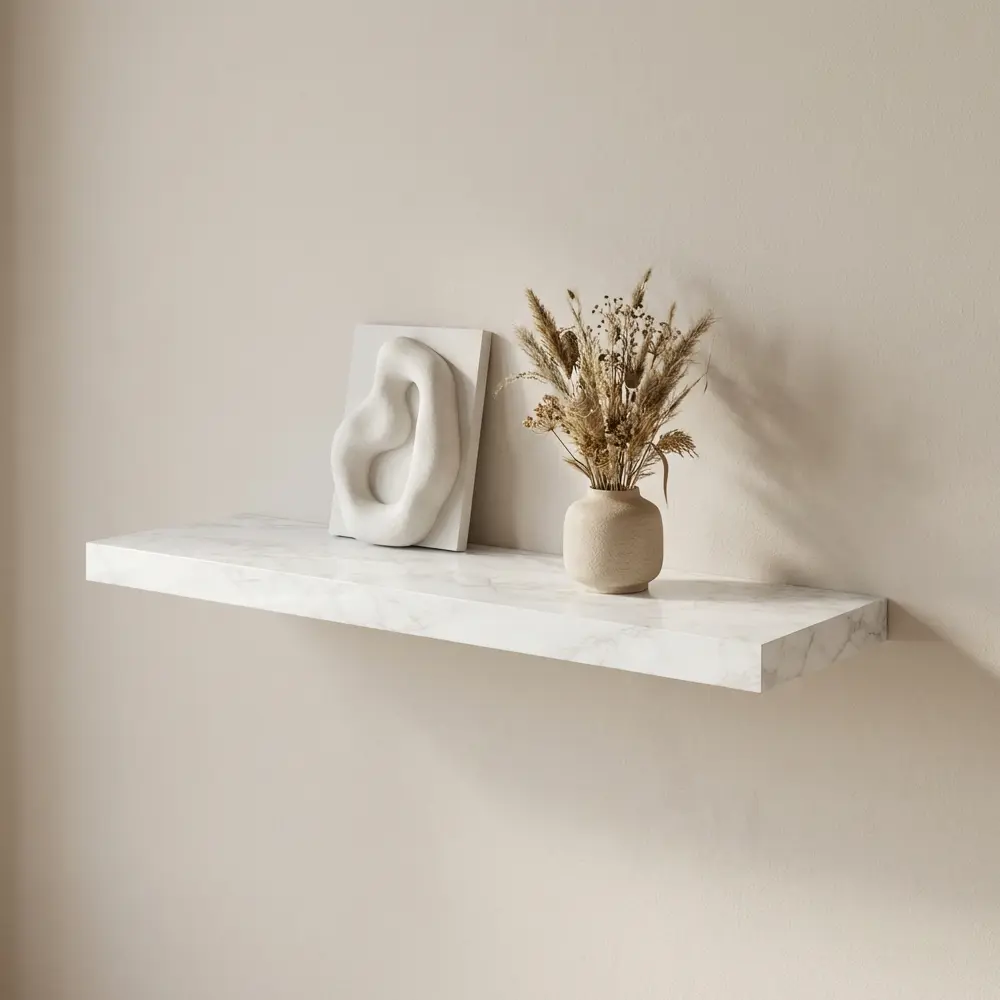 Настенная полка KONSENSA 80x23.5 см со скрытым креплением МДФ цвет светлый мрамор STLM-2186070