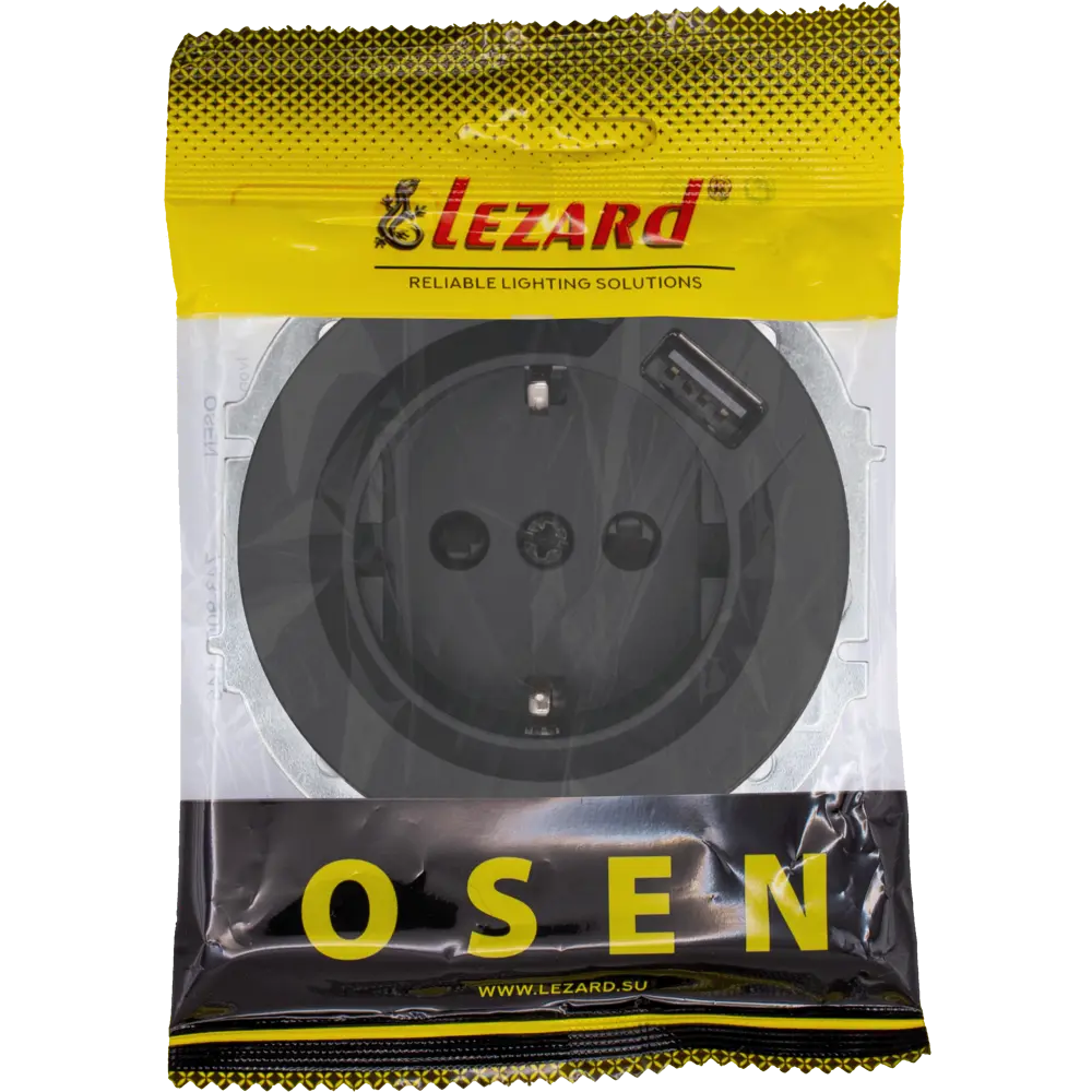 Розетка USB встраиваемая Osen с заземлением цвет черный LEZARD STLM-2093584 - Вид №6