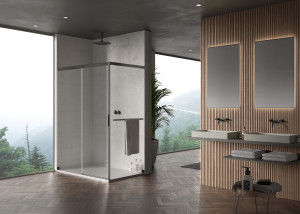 Алюминиевая и стеклянная душевая кабина с раздвижной дверью