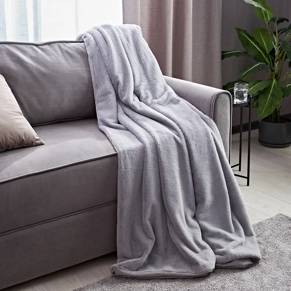 Плед Enalie Granit 5 200x220 см велсофт цвет светло-серый INSPIRE STLM-2038076 - Вид №3