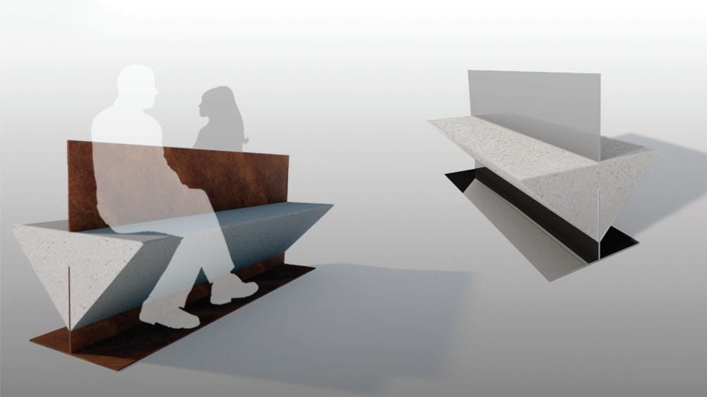 Металлическая скамья со спинкой Viscio Urban Design BOND ARCH-00052616 - Вид №1