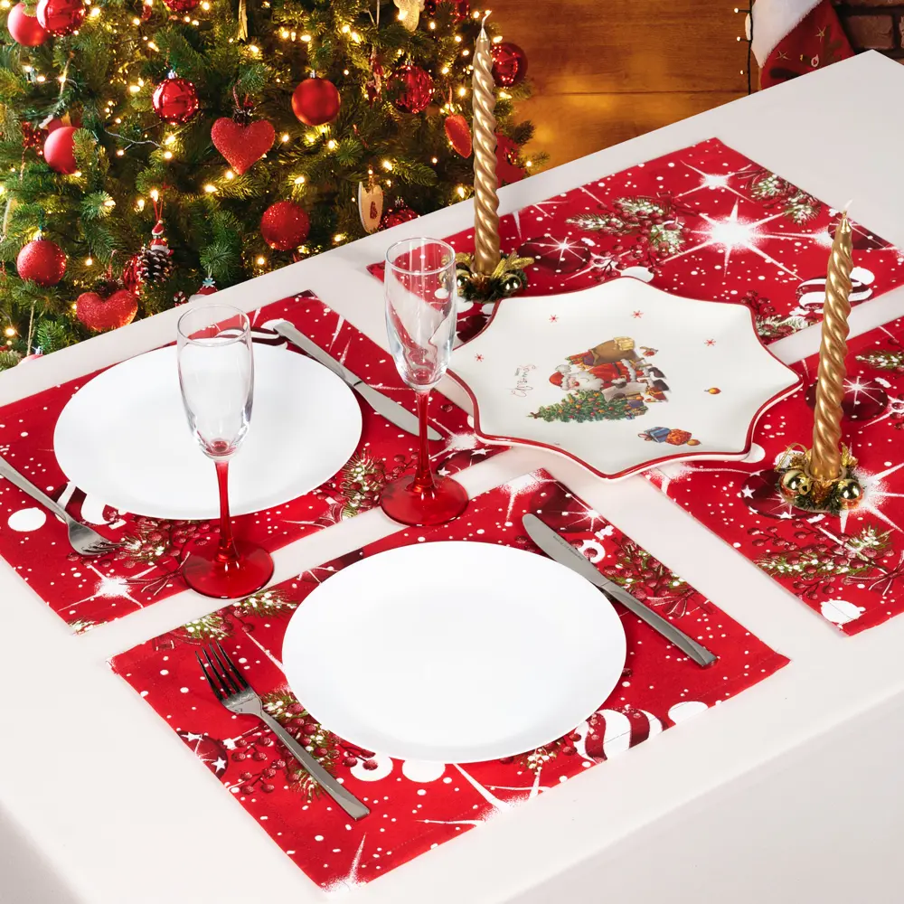 Салфетка сервировочная "Джингл белл" 40x30 см цвет красная Altali STLM-2102423 - Вид №2