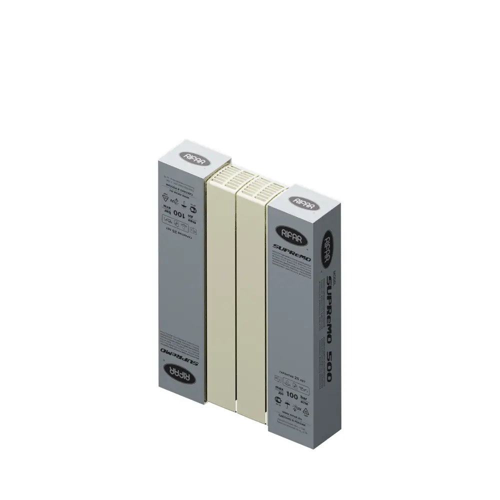 Радиатор секционный Rifar Supremo S50004RAL1015 500/90 4 секции боковое подключение биметалл бежевый 82560843 STLM-2068724 - Вид №4