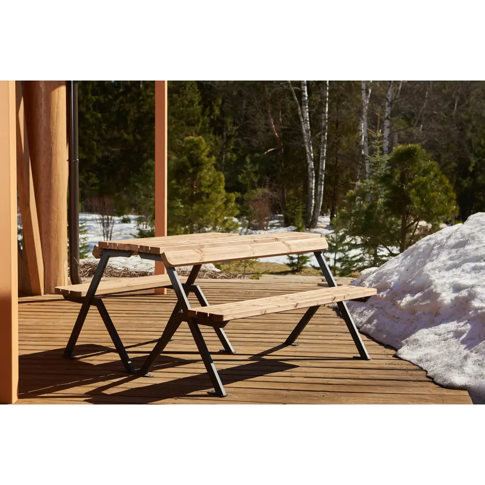 Скамейка стол Domino 78,7х28,4х80 см дерево/металл  коричневая Santreyd STLM-2093937 - Вид №2