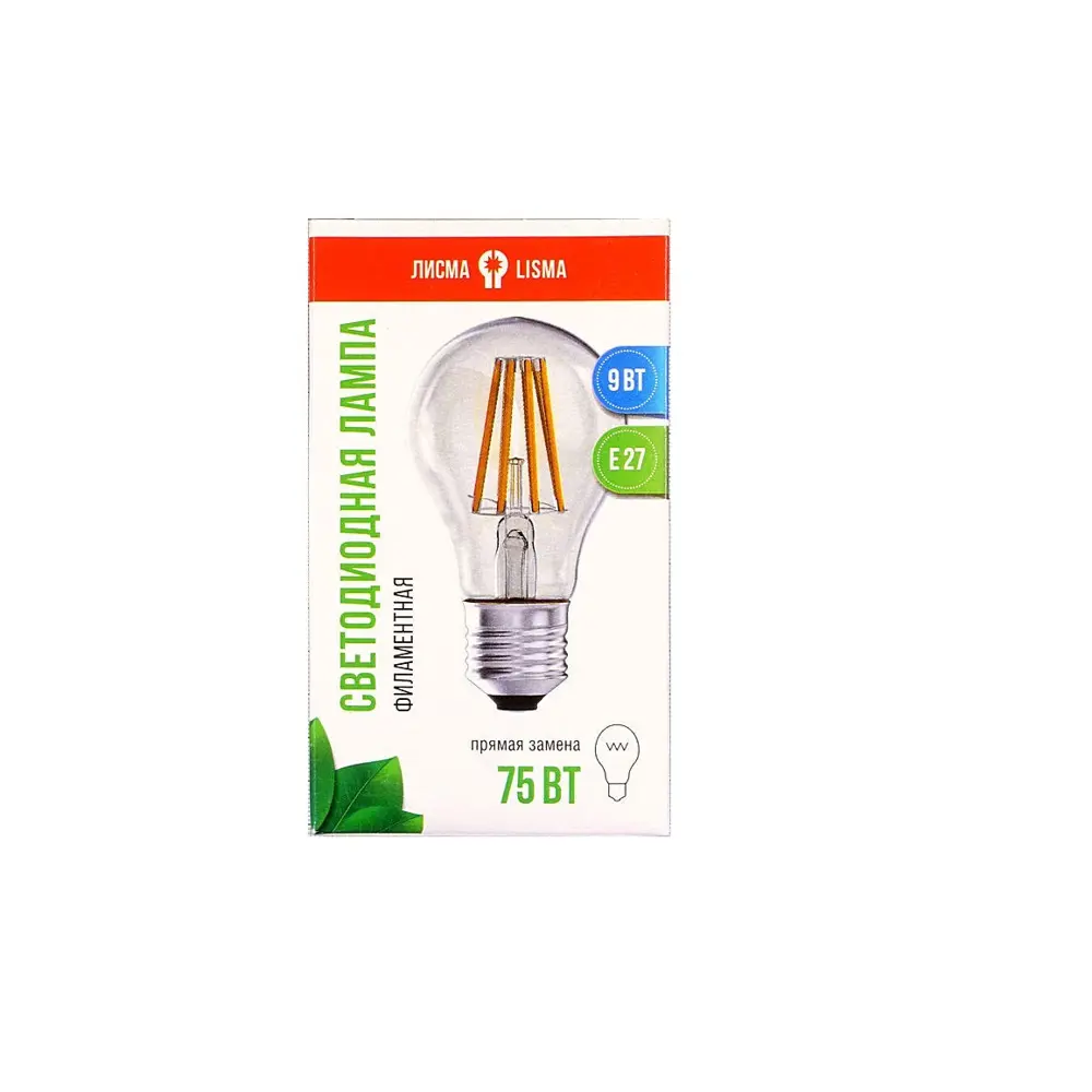 Лампа светодиодная Filament «Лисма», E27, 9 Вт, свет тёплый белый Santreyd STLM-2036838 - Вид №1