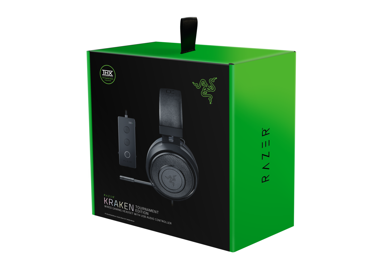 RZ04-02051000-R3M1 kraken tournament edition - wired gaming headset with usb audio controller - black - frml packaging Razer Santreyd  - Вид №6