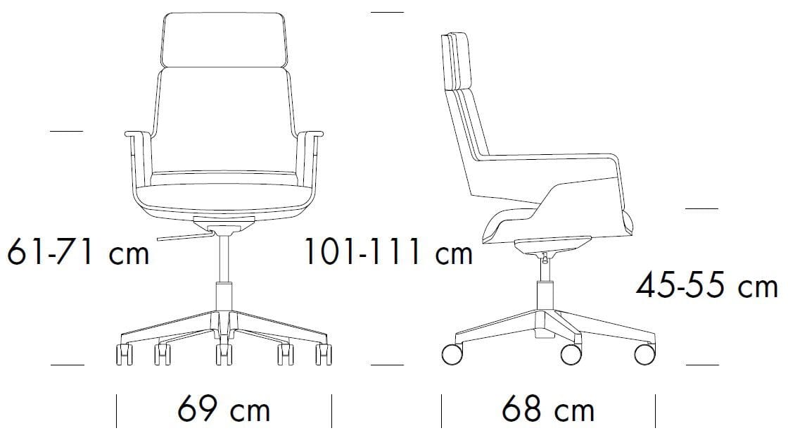 Кожаное офисное кресло с колесами и подлокотниками с 5 спицами THONET S 840 ARCH-00143804 - Вид №7