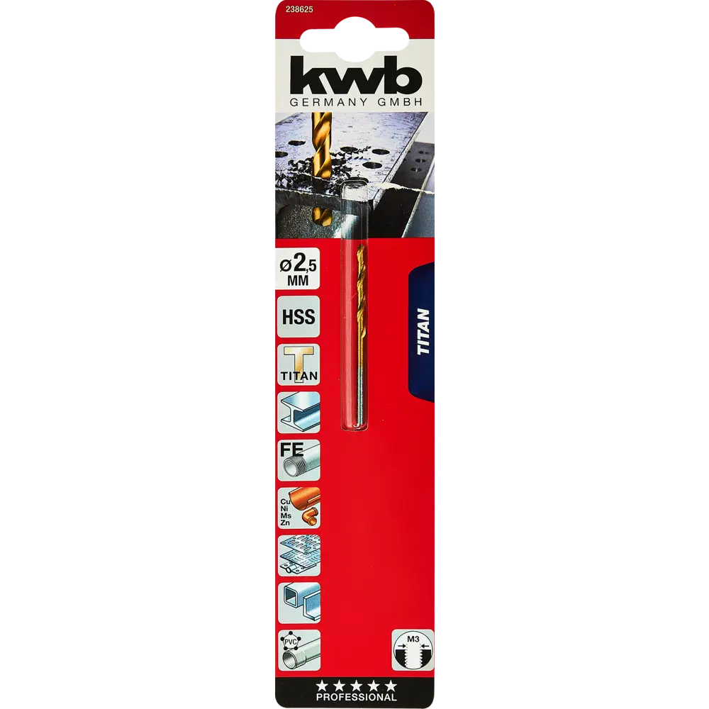 Сверло спиральное по металлу HSS KWB 238-625 2.5x57 мм STLM-2154719 - Вид №3
