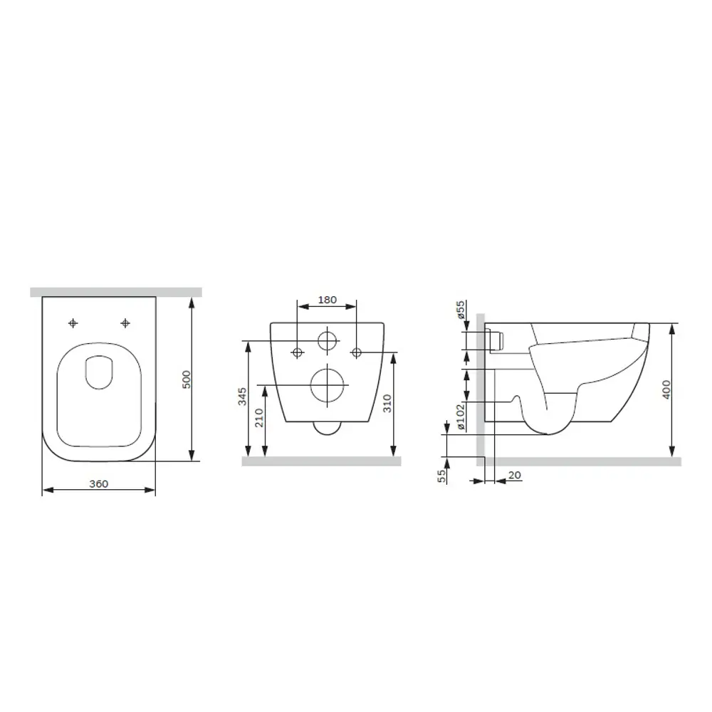Комплект инсталляции Aquatek Pneumo N 49 с безободковым унитазом AM.PM Gem клавиша Aquatek Pnn-0000002 серая Pneumo N49 STLM-2051831 - Вид №12