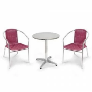 Мебель из ротанга, круглый стол и стулья красные на 2 персоны AFINA  240941 Красный;хром