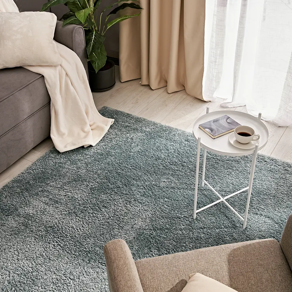 Ковер полипропилен Inspire Shaggy Bosfor 60x110 см цвет светло-голубой STLM-2118307