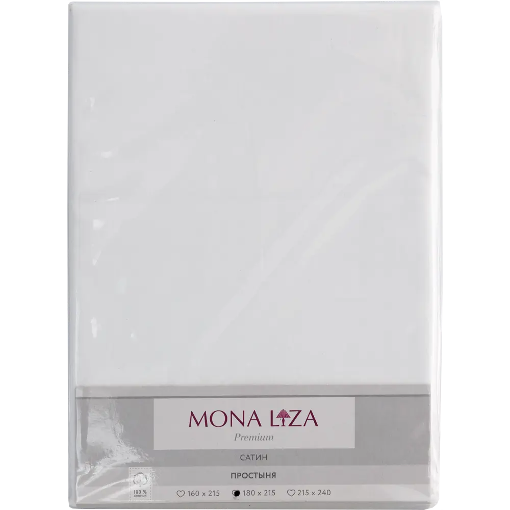 Простыня Mona Liza «Premium», 180х215 см, сатин, цвет белый 82260955 STLM-2067281 Santreyd  - Вид №2