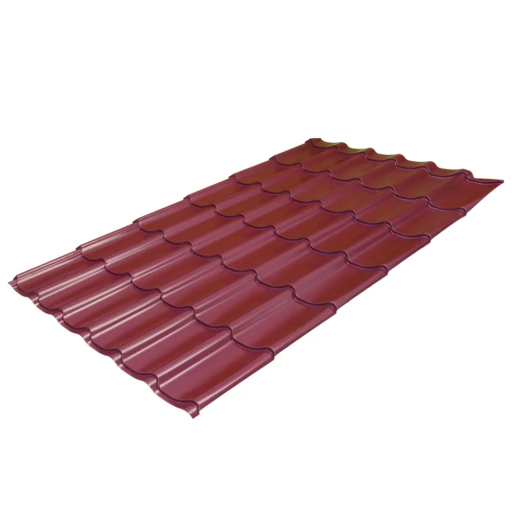Металлочерепица 0.5 мм ГОСТ 3600x1180 мм RAL 3005 красный Grand Line STLM-2173198 - Вид №2