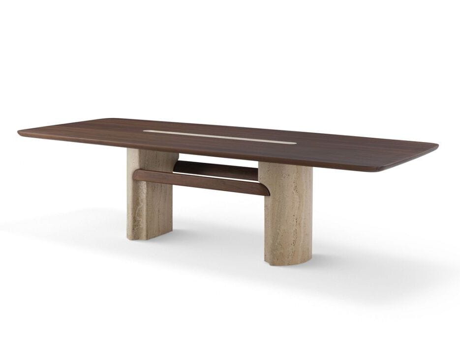 Прямоугольный стол из шпона и травертина ROCHE BOBOIS Палатин ARCH-00102746
