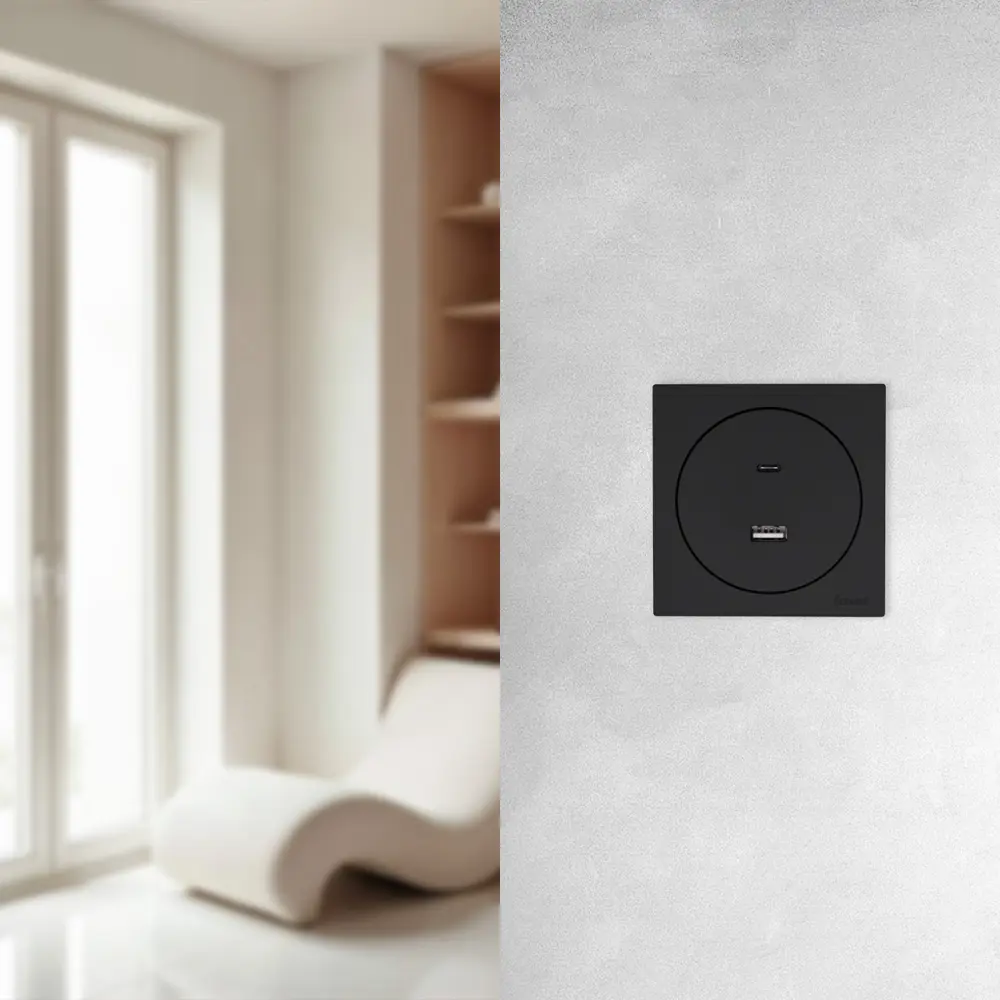 Розетка TC+USB встраиваемая Osen цвет черный LEZARD STLM-2037905 - Вид №4