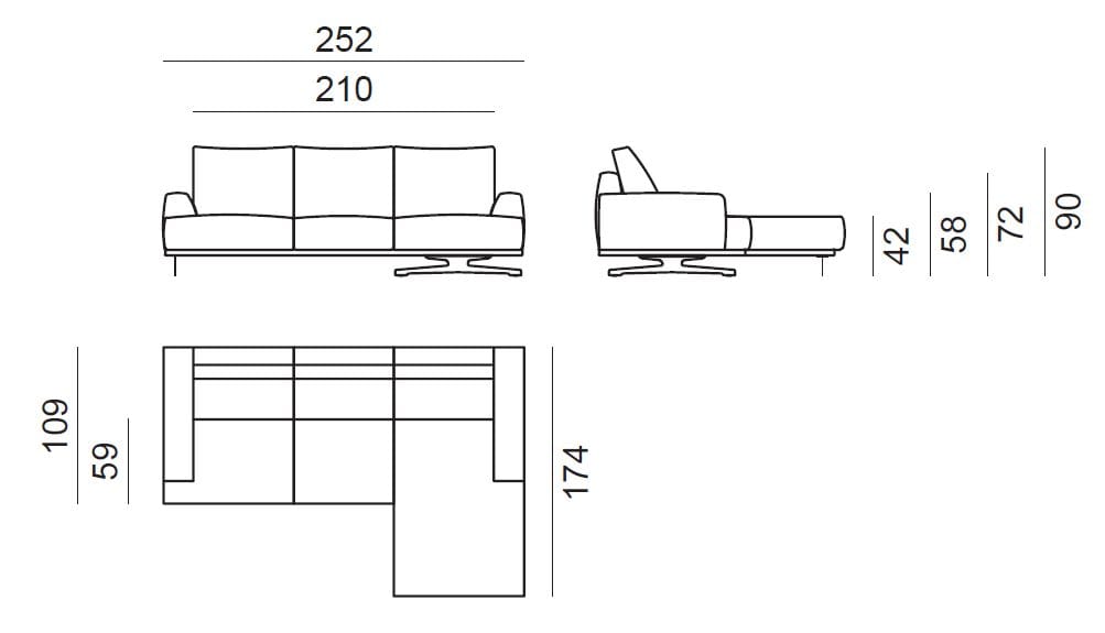3-местный тканевый диван с полуостровом Lebom Анна ARCH-00010552 - Вид №5