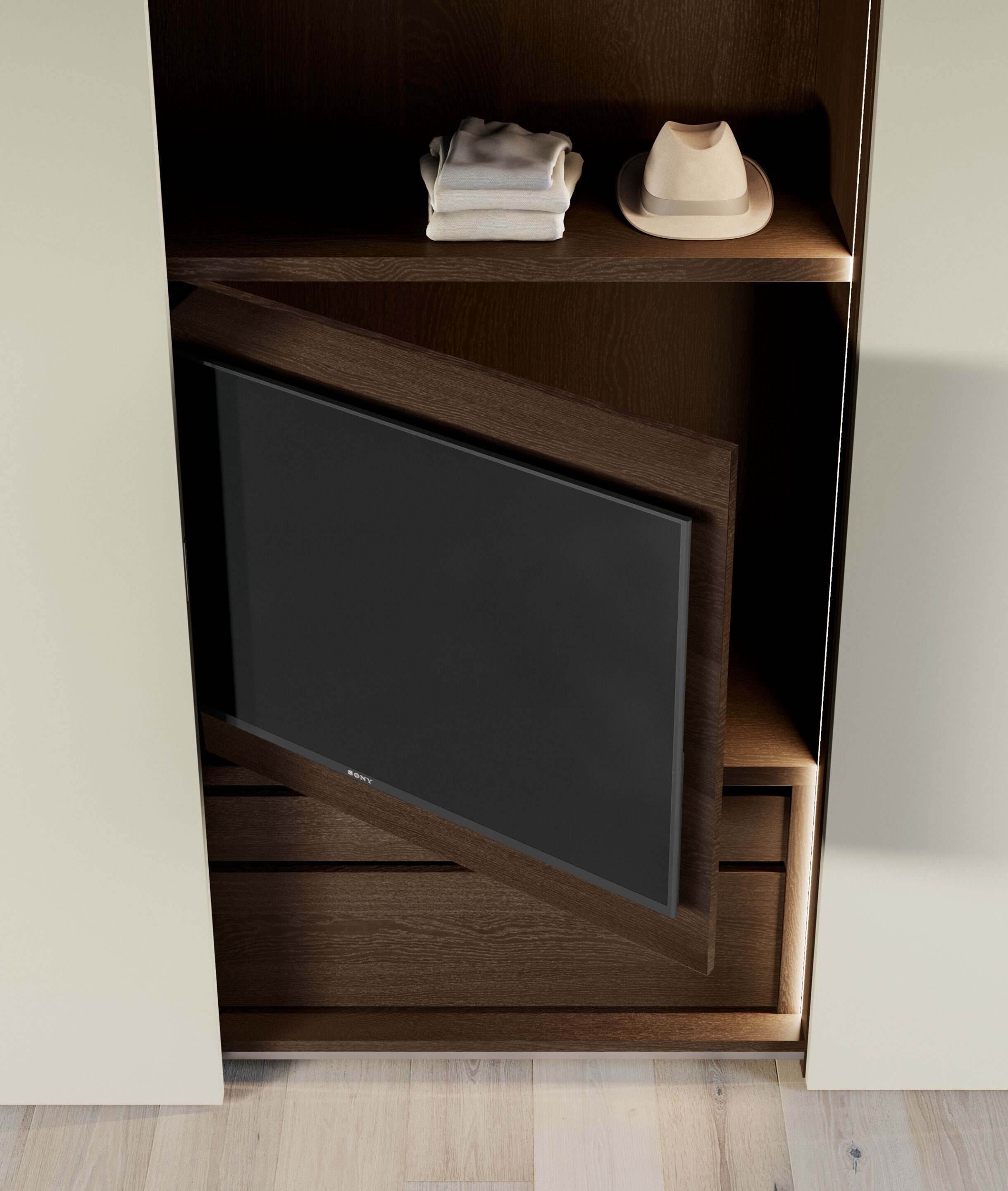 Секционный шкаф с раздвижной деревянной дверью и ручками Dall'Agnese Wardrobe Collection ARCH-00133623 - Вид №2