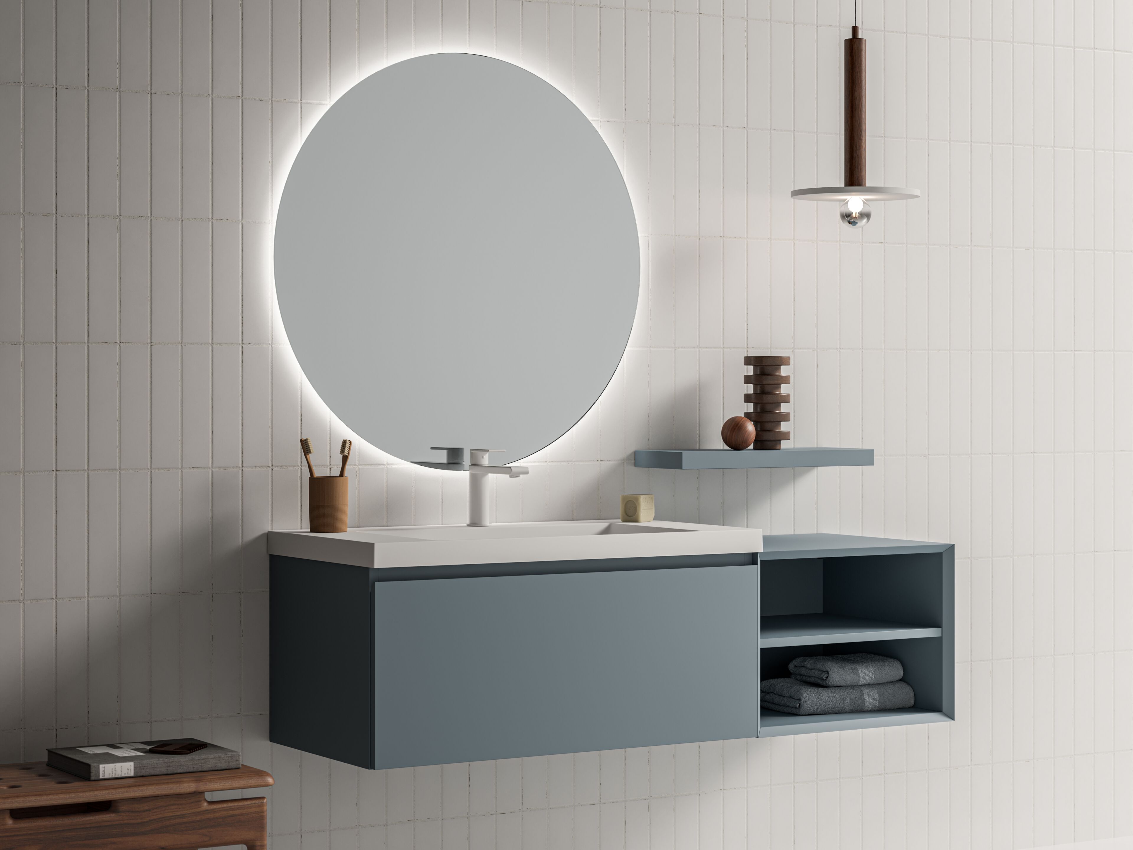 Подвесной шкаф для умывальника со встроенной раковиной Arbi Arredobagno HO.ME PLUS 45° 01 ARCH-00102024