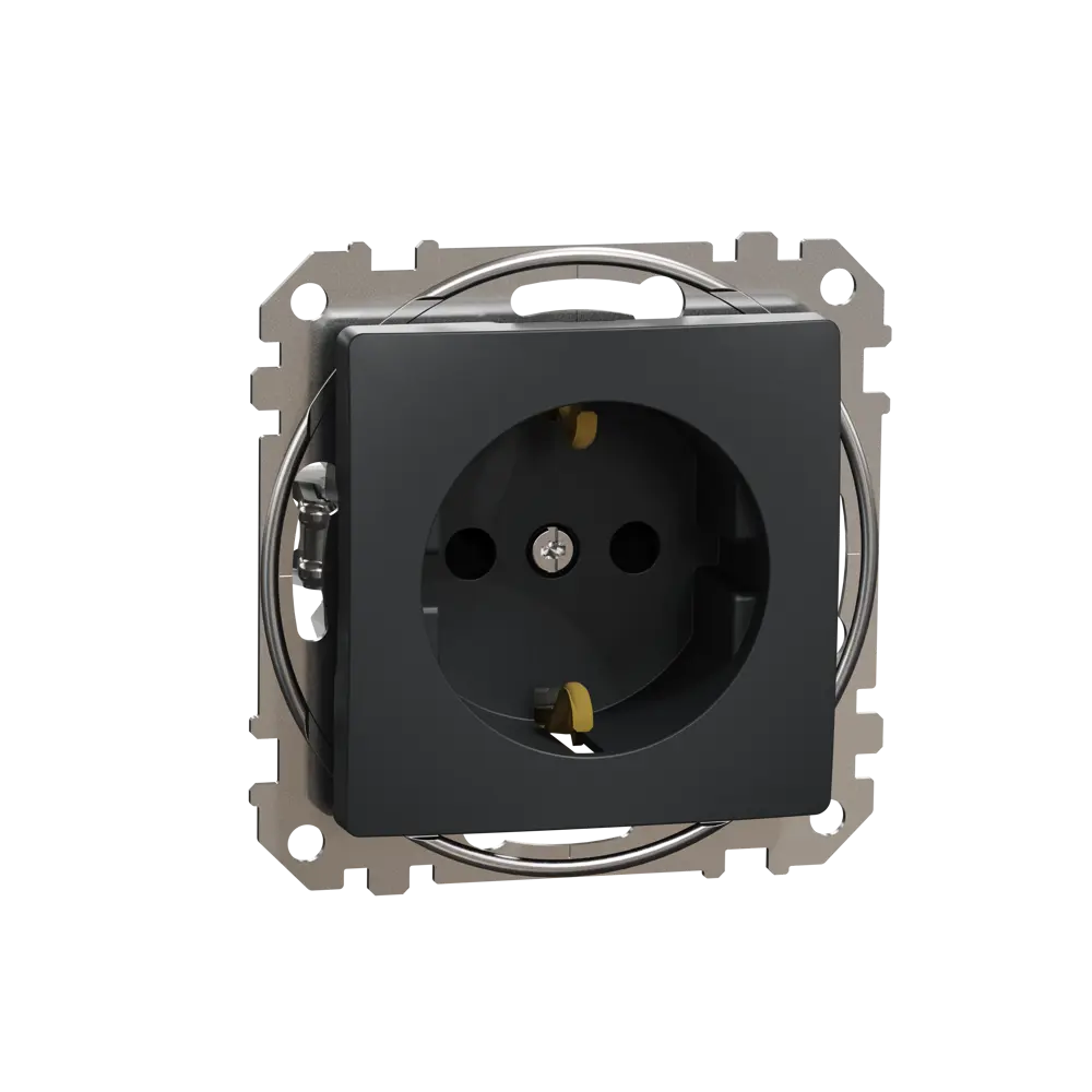 Розетка встраиваемая Systeme Electric Sedna Design с заземлением со шторками цвет антрацит STLM-2139275 - Вид №1