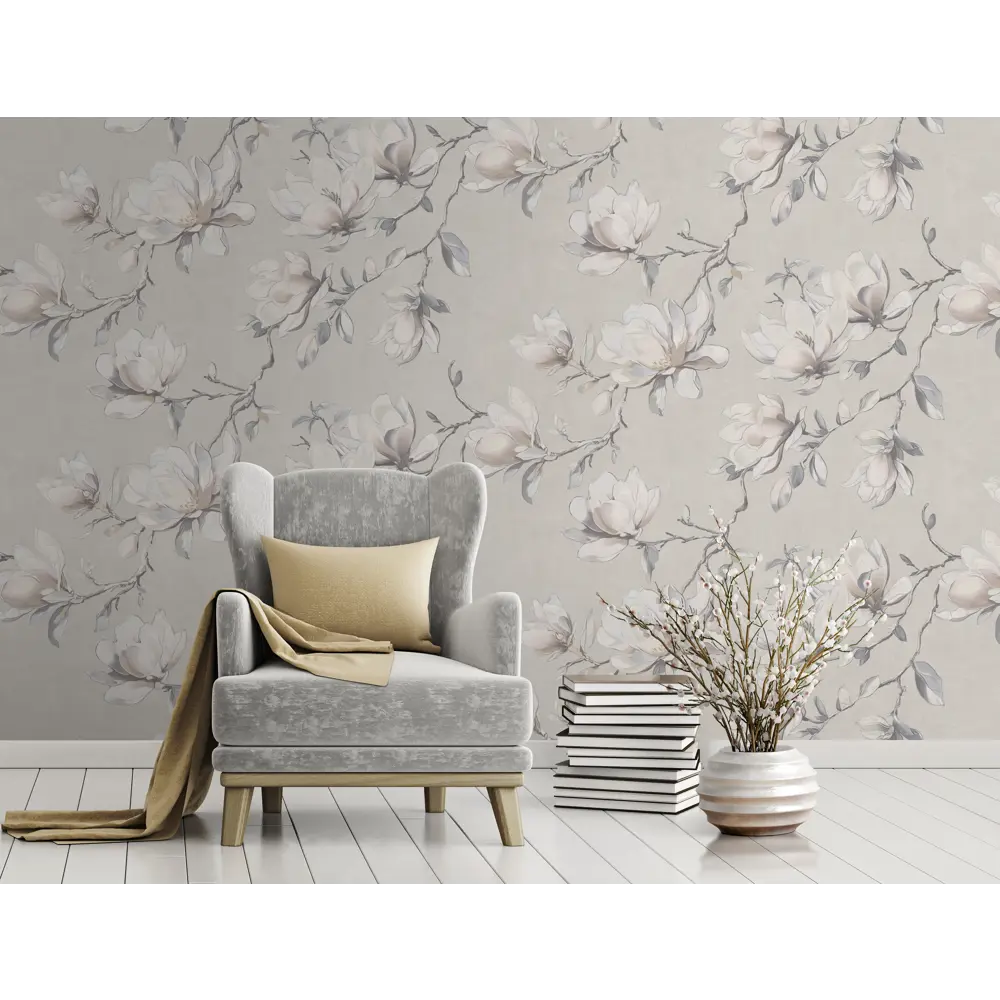 Обои флизелиновые Victoria Stenova Magnolia серые 1.06 м VS585106 STLM-2056538 - Вид №4