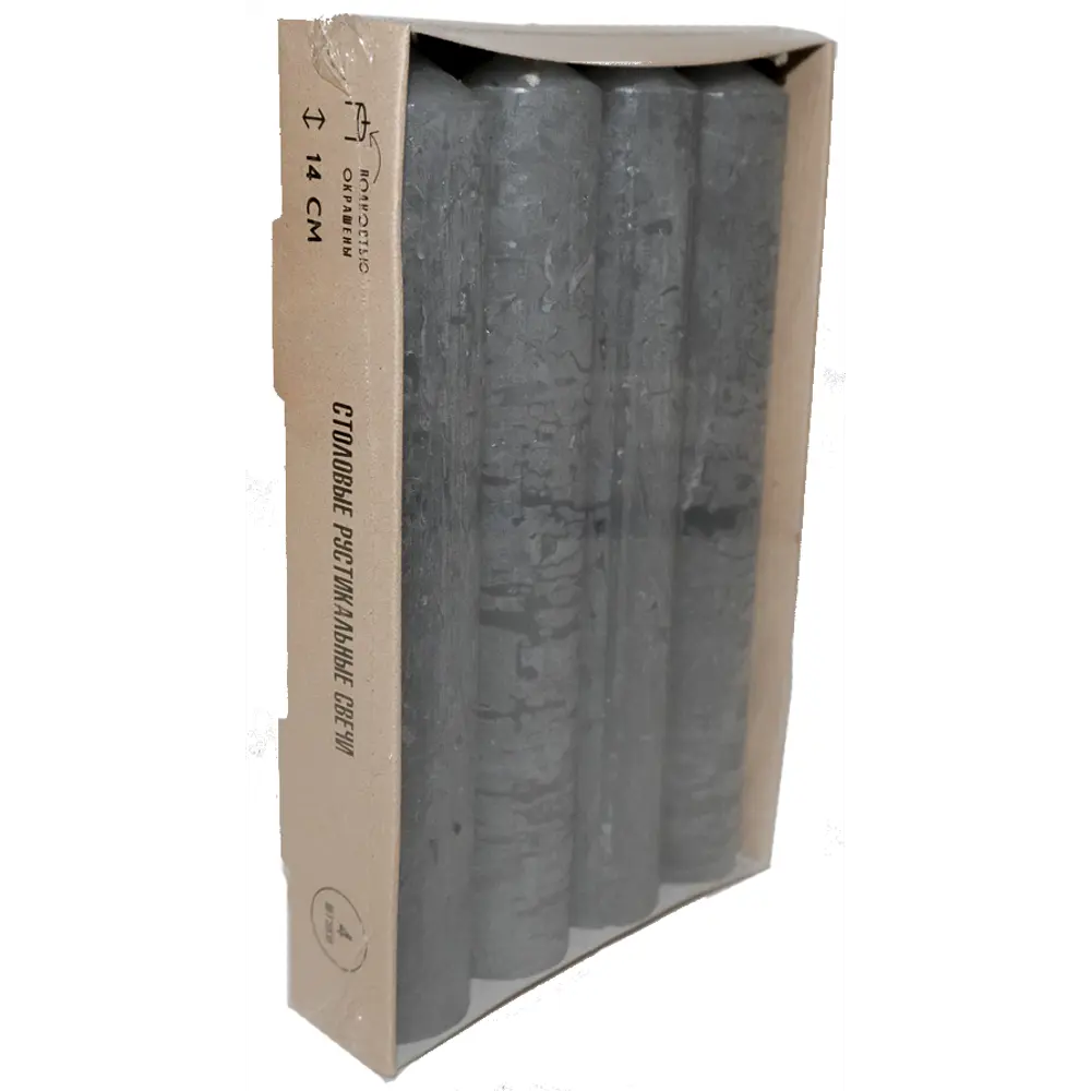 Свеча столовая рустик ø22 h140 мм цвет серый 4 шт Santreyd STLM-2006938 - Вид №2