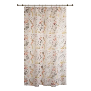 Тюль на ленте для кухни Листья 140x180 см цвет коричневый