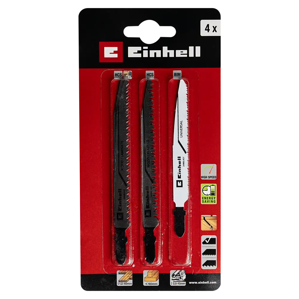 Набор пилок для электролобзика по дереву/металлу/пластику Einhell 625427, 4 шт STLM-2082683 - Вид №3