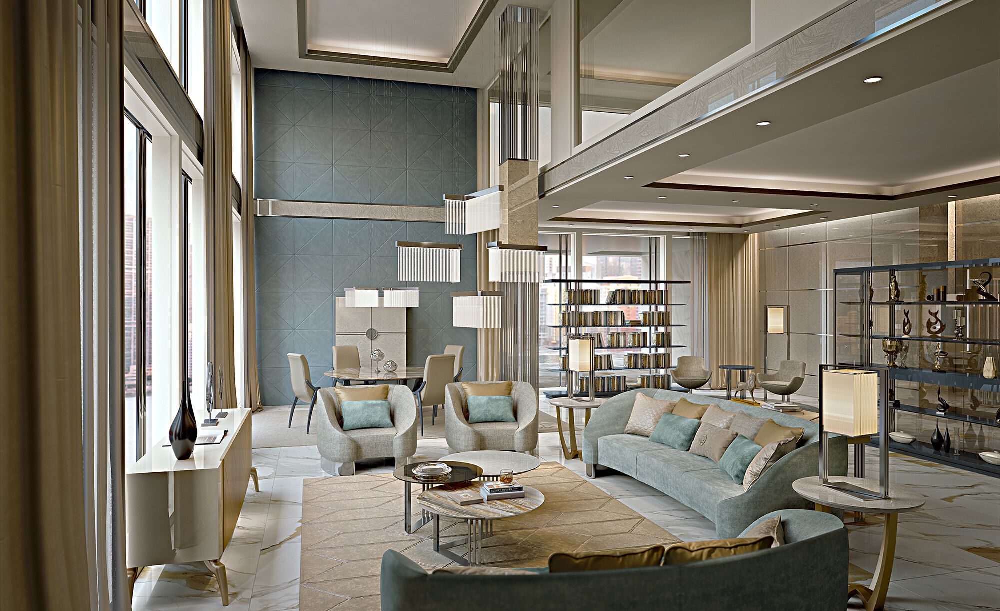 3-местный изогнутый тканевый диван Bizzotto Italia Symphony-Infinity ARCH-00096352 - Вид №2