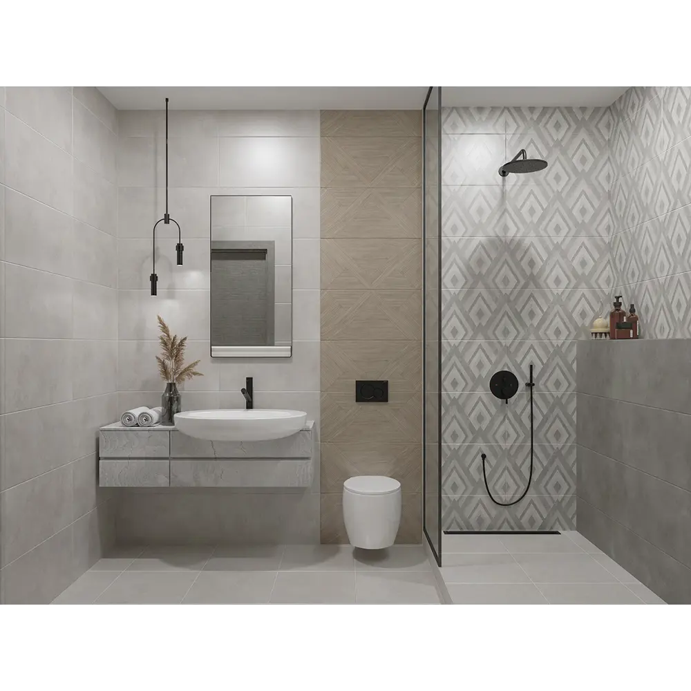 Плитка настенная Azori Cemento Shadow 31.5x63 см 1.59 м² матовая цвет темно-серый STLM-2039029 - Вид №3